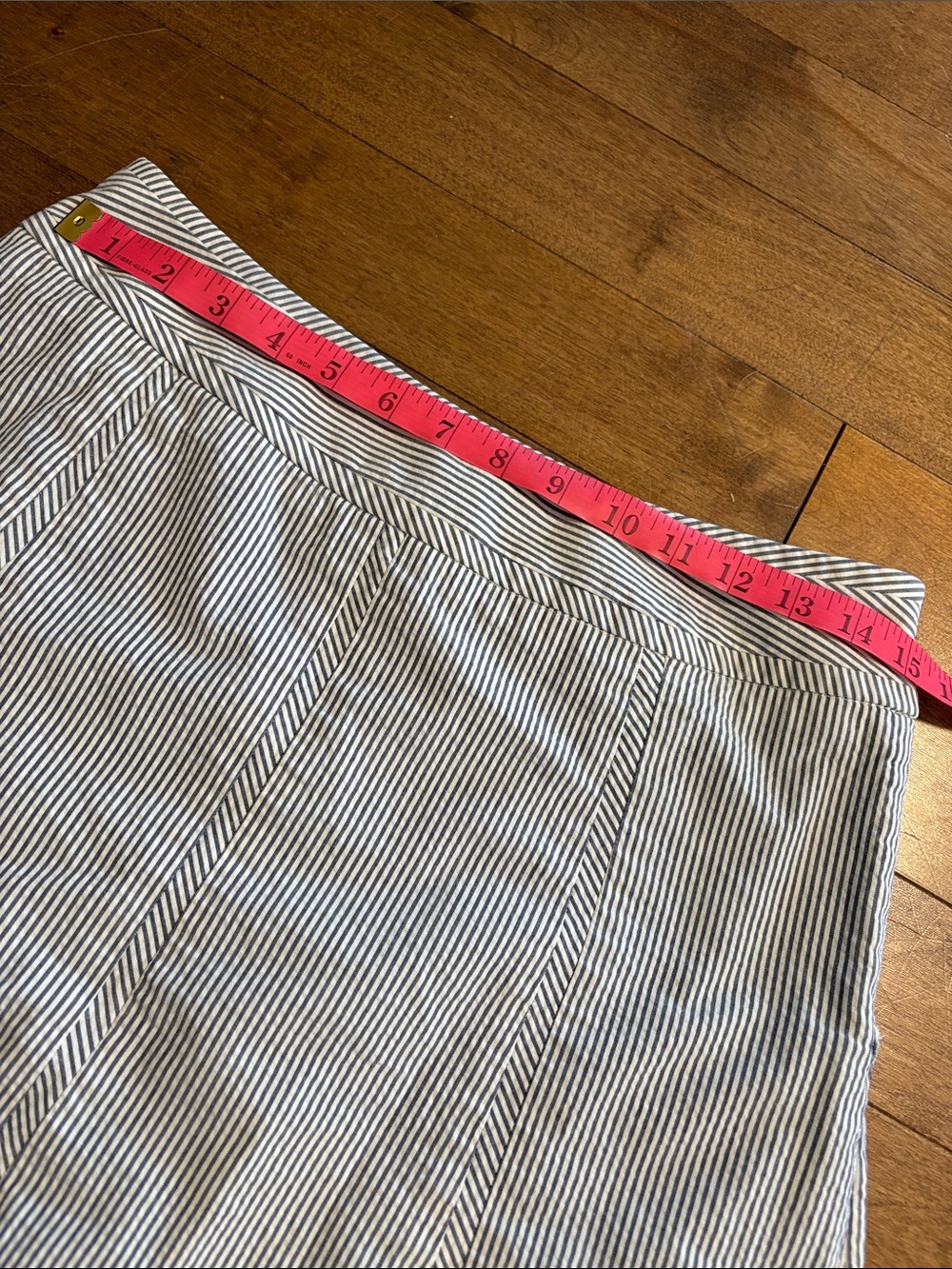 Cotton Talbots Blue and White Pinstripe A-Line Skirt - Picture 7 of 8